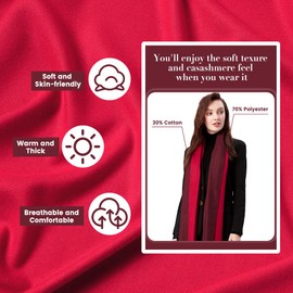 MaaMgic Womens 2 Tone Soft Cashmere Feel Winter Scarf Pashmina Shawls Wraps Large Fashion Blanket Gift Scarves for Girls