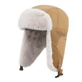 Croogo Cold Weather Trapper Hats Trooper Hat Winter Thick Furry Ushanka Russian Hat Windproof Ear FlapsTrooper Hat,Khaki-DPL4