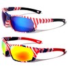 V.W.E. 2 Pairs Men USA Patriotic Sport Wrap Around Sunglasses
