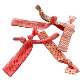 HAARallerliebst Hair Bands (6 Pieces) with Storage Box (White - Pink Salmon Orange)