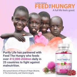 Sugar-Free Milk Thistle Gummies for Liver Cleanse Detox & Repair (Natural Blueberry-Raz Flavor) Cardo Mariano, Cleansing Milk Thistle Extract & Antioxidant Support, Vegan, Replaces Pills & Capsules