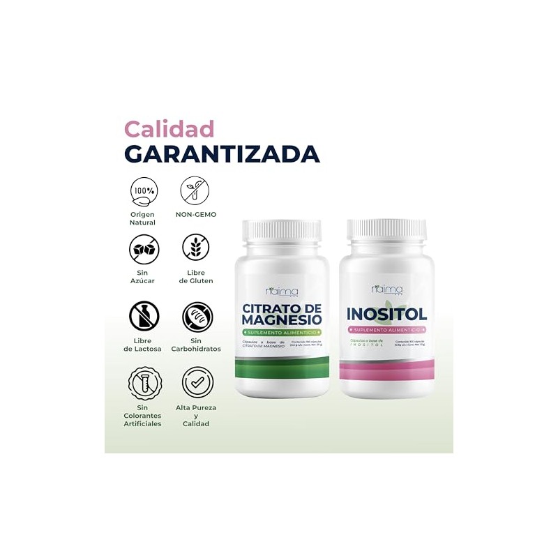 Naima Kit Citrato Magnesio Inositol 100 Cápsulas Suplemento Alimenticio Puro