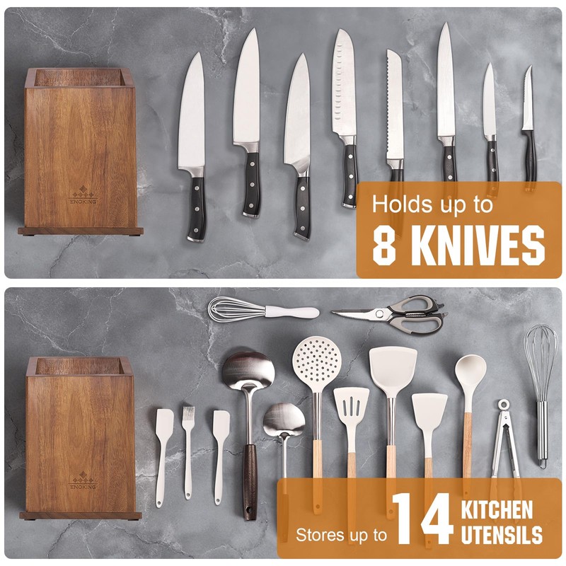 Magnetic Knife Holder without Knives, Acacia Wood Kitchen Utensil Holder