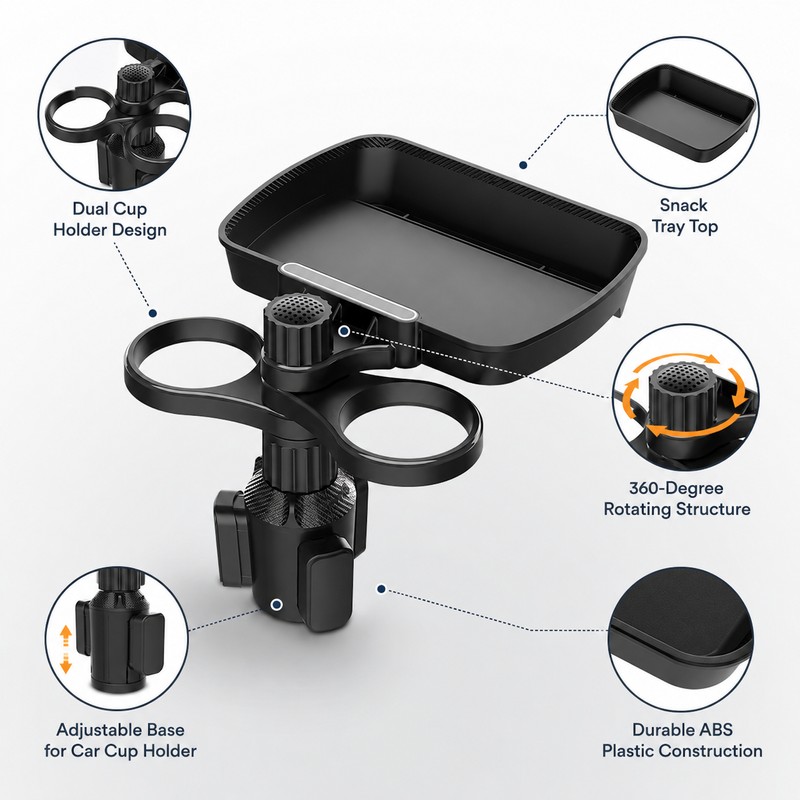 Dual Car Cup Holder Expander for Daily Driving – 360°
