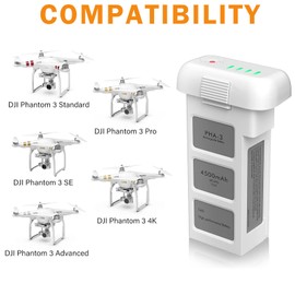 Dregin Phantom 3 Series Battery, 4500mAh 15.2V Intelligent Flight Battery Compatible with DJI Phantom 3 Pro/Phantom 3 Advanced/Phantom 3 Standard/Phantom 3 SE/Phantom 3 4K Drone