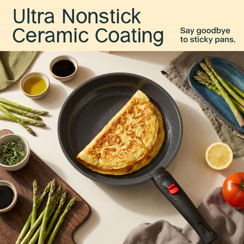 Pots and Pans Set Non Stick 21 PCs, Stackable Cookware