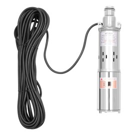 Deep Well Submersible Pump, 12V Stainless Steel High Pressure Water Pump 180W DC Solar for Livestock Drinking or Tank Filling Farm