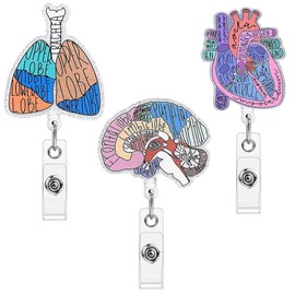 Mezrkuwr 3 Pack ID Badge Holder with Badge Holder, Human Organ Shape Retractable Clip for Nurse, Nursing, Student, Name Tag, Card