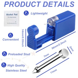 orilace Piercing Gun Kit- 2 Pcs Disposable Nose Piercing Guns Built-in Stainless Steel Nose Stud at Home Piercing Kit Tool for Women Men (Silver)