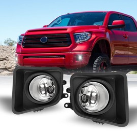 Nixon Offroad Fog Light Set for 2008-2017 Toyota Sequoia w/Bulbs + Black Bezel Cover + Wiring Harness Kit + Universal Switch, Driving Fog Light Lamp Assembly, Clear Lens