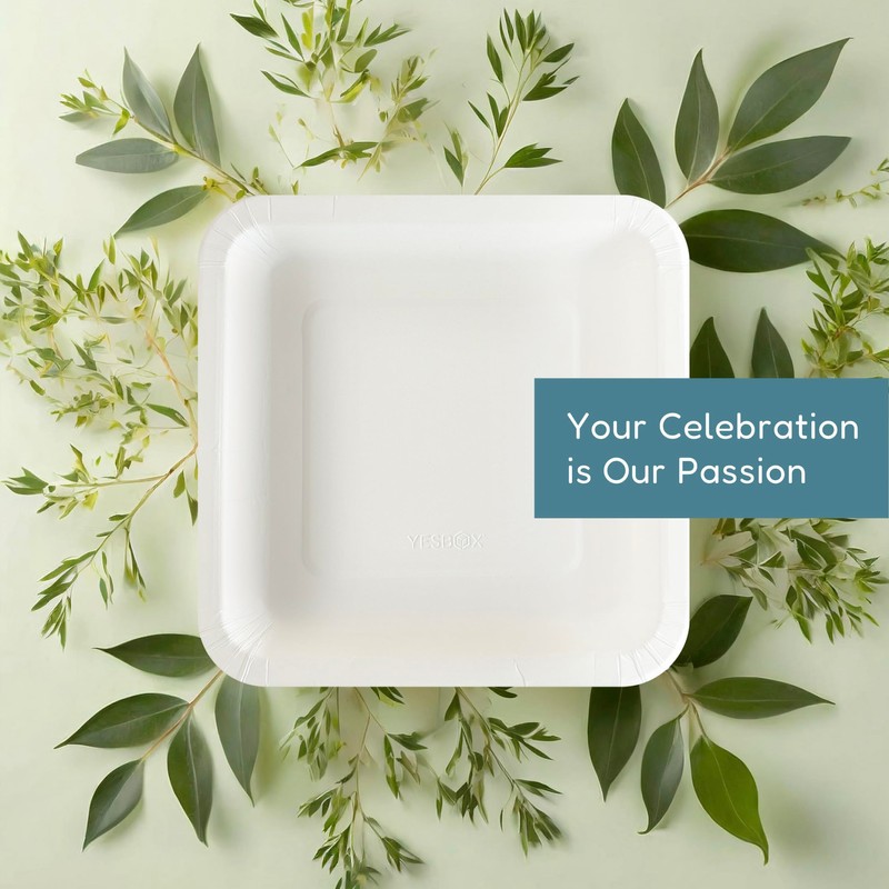 yesbox Paper Plates 10 Inch - Heavy Duty Biodegradable Disposable