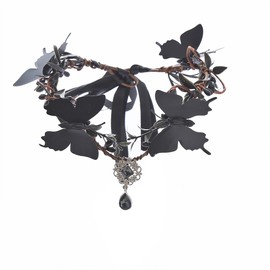 yuruyi Flower Crown for Women, Adjustable Boho Style Floral Crown with Crystal Rhinestone Headpiece, Black