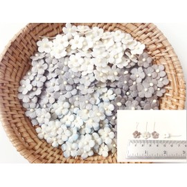 PLflower Set of 50 Tiny Flower Mixed Tone Gray Embellishment with Thread stem Mulberry Paper Flower Size 0.30" Very Small Gray1 Craft Handmade Wedding Scrapbook for so Many Card Craft Projects