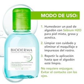 BIODERMA, Agua Micelar, Sébium H2O, Desmaquillante para Piel Grasa, Remueve Impurezas y Controla el brillo, 100ML