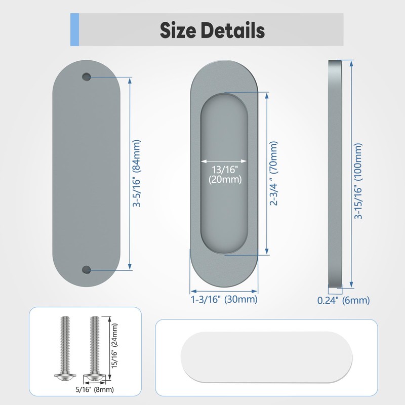 YogePote 2 Pack Self Stick Sliding Door Handles, Aluminum Alloy