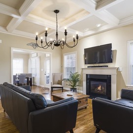 LynPon Farmhouse Chandelier 36.6 Inch, 8 Lights Dining Room Light Fixtures Over Table, Black Wrought Iron Chandelier Industrial Hanging Light Fixture Rustic Ceiling Light for Living Room Kitchen Foyer