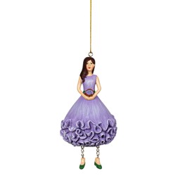 Fiebiger Floristik Flower Girl Scabio Girl Colour: Purple Hanging Elf Decorative Figure Flower Fairy Figure Flower Figure Sculpture Flower Children in Gift Box