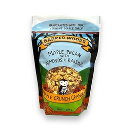 Barred Woods Maple Crunch Granola - Maple Pecan with Almonds and Raisins - Sweetened With Only Our Own Vermont Organic Maple Syrup and Maple Sugar - 10oz Bag (Case of 3 Bags)