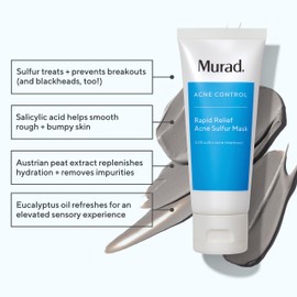 Murad Rapid Relief Acne Sulfur Mask – Clay Mask with Salicylic Acid, 5% Sulfur, and Austrian Peat Reduces Oil, Minimizes Breakouts, Reduces Pimple Size, and Unclogs Pores – 2.5 Fl Oz