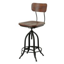 Carolina Chair & Table Adjustable Barstool w/Wood Saddle Seat (Chestnut/Black)