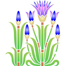 Lotus Border Stencil - 21.5 x 25.5 cm (L) - Reusable Stylized Egyptian Lotus Flower - Stencil for Wall