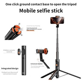 59" Phone Tripod & Selfie Stick, Portable Cell Phone Stand Mount Holder Ground Touchingautomatic Opening with Remote Control for TIK Tok Travel Vlog Live Broadcast Video Recording Black
