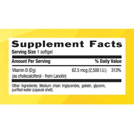 Country Life Vitamin D3 2500 IU - 200 Softgels - Promotes Immune Health - Maintains Healthy Bones and Teeth