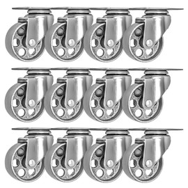12 All Steel Swivel Plate Caster Wheels Heavy Duty High-Gauge Steel Gray (3" Plate)