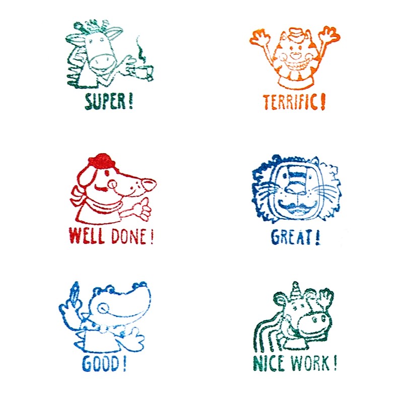 TRENDHAUS 601506 Teacher Stamp Set English, 6 Self-Inking Reward Stamps,