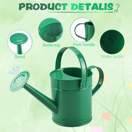 Finderomend Watering Can, Metal Watering Can 1.5L/51oz, Watering Can for Outdoor Plants, Iron Art for Watering Bucket Home Office Small Portable Indoor Watering Equipment (Green)