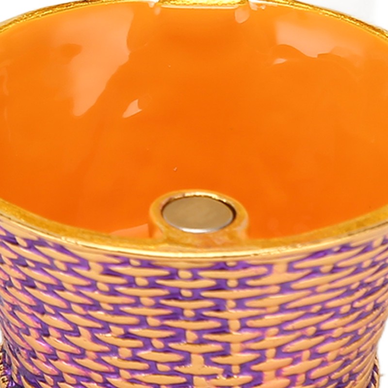 Flower Basket Jewelry Box Exquisite Vintage Hand Painted Metal Trinket