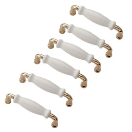 6PCS Cupboard Handle, Ceramic Zinc Alloy Cabinet Handle, Kitchen Drawer Door Handles, Door Knobs for Replacement, for Drawer, Kitchen Cabinet, Bathroom Cabinet, Wardrobe Door(Hole Centre: 96mm)