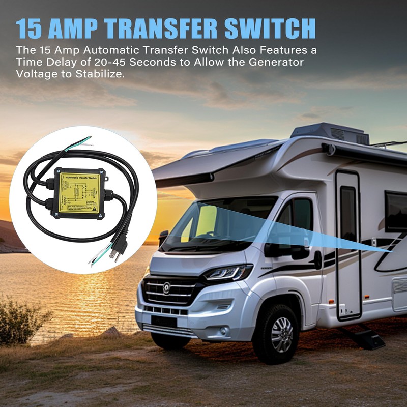 15Amp Automatic Transfer Switch,120V ATS Auto Transfer Switch for RV