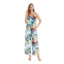 Matchable Couple Hawaiian Luau V-Neck Jumpsuit with Pockets in Lost in Paradise, Women, L