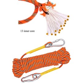 X XBEN Outdoor Climbing Rope Rock Climbing Rope, Escape Rope Climbing Equipment Fire Rescue Parachute Rope (230 Foot) - Orange