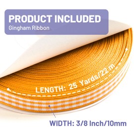 FAKILO Orange Gingham Ribbon 3/8", 25 Yards Roll Orange and White Buffalo Plaid Ribbon Autumn Harvest Festival Check Ribbon for Autumn Gift Wrapping DIY Crafts Hair Accessories and Home Decor