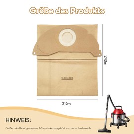 10 sacchetti per aspirapolvere Kärcher 6.959-130.0, sacchetti filtranti, sacchetti usa e getta per Karcher WD2, MV2, WD2.000, WD2.399, A2004, A2054, A2099, A2000