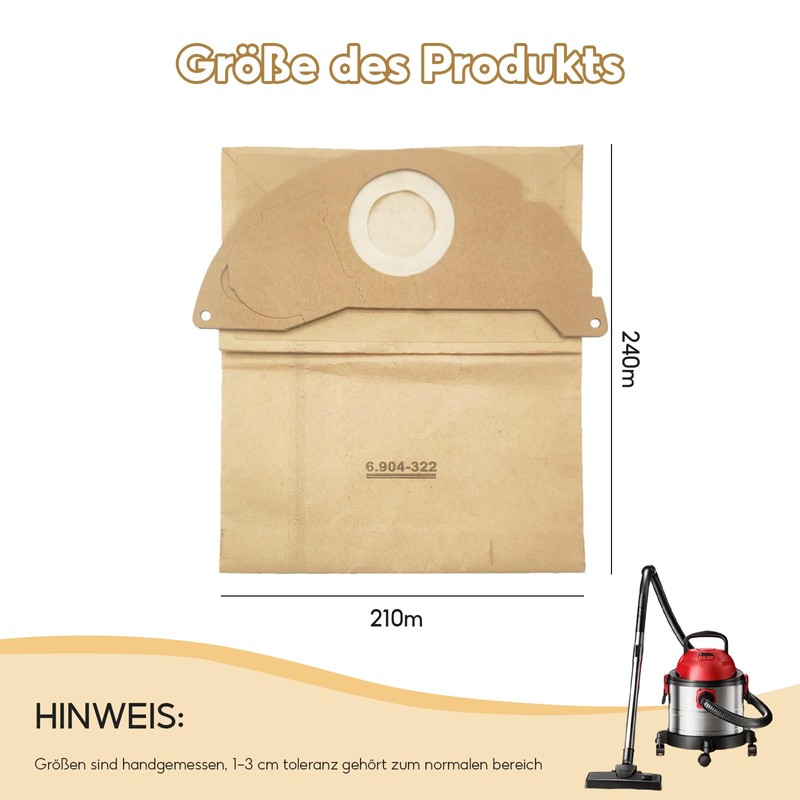 10 sacchetti per aspirapolvere Kärcher 6.959-130.0, sacchetti filtranti, sacchetti usa