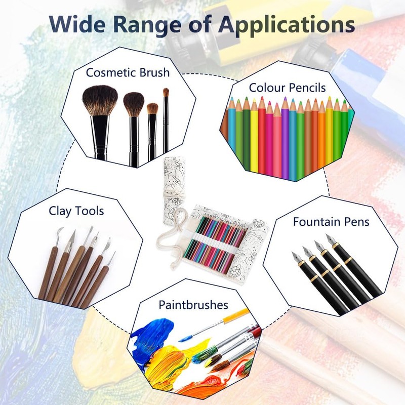 36 Holes Canvas Pencil Roll Roll, 2 Pieces Pencil Roll,