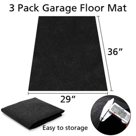 Yesland 3 Pack Garage Floor Mat, 29 x 36 Inch Oil Spill Mat Cart Mat Under Car Waterproof Rubber Backing Layer Mat, Black Oil Absorbent Motorcycle Mat Protects Floor from Spills Drips Splashes Stains