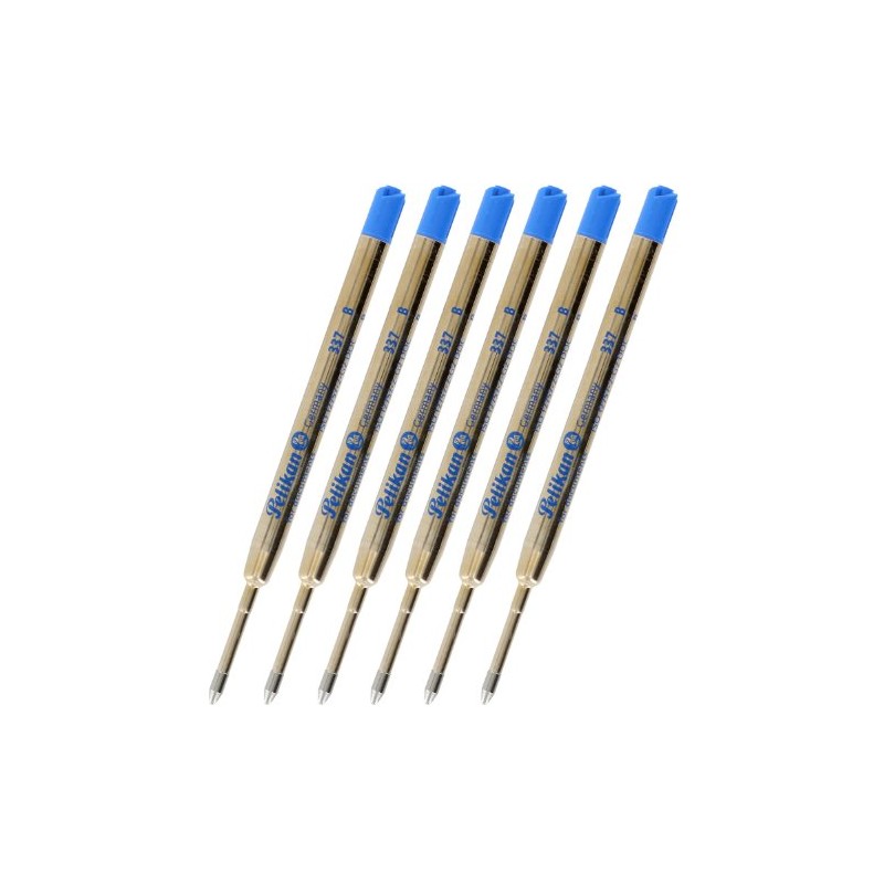 Ballpoint Pen Refill, 337 M, Blue, Pack of 6