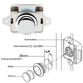 OCGIG 10PCS Push Button Locks Cabinet Door Catch Lock for Caravan Motorhome Camper Van Latch Cupboard