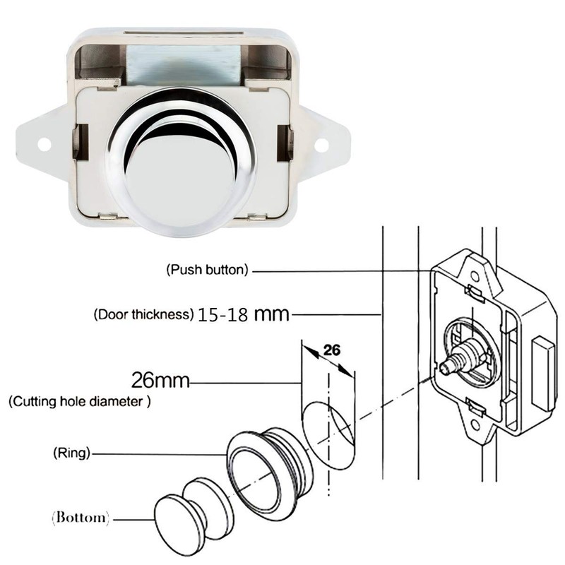 OCGIG 10PCS Push Button Locks Cabinet Door Catch Lock for