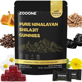 ZOOONE 60 Gummies Pure Himalayan Shilajit Gummies Gold I Lab Tested I No Added Sugar I Ashwagandha, Gokshura| Fulvic Acid & 85+ Trace Minerals I for Men, Women I Non-GMO I 100% Natural & Organic I:_Pack of 2(120 Gummies)