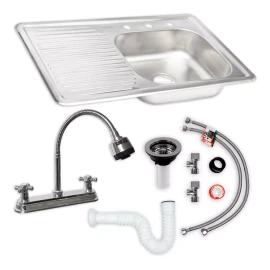 CNX Kit Completo De Tarja Con Mezcladora Flexible Para Cocina
