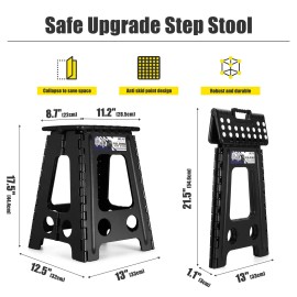 Delxo 17.5 Inch Folding Step Stool Heavy Duty Foldable Stool for AdultsPremium Porta