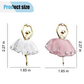 2PCS Bling Dancing Ballerina Girl Car Dashboard Air Vent Trim Clips, Rhinestone Car Air Freshener Outlet Clip, Cute Air Conditioner Ornament Car Interior Decoration Charm for Women Girls (White/Pink)