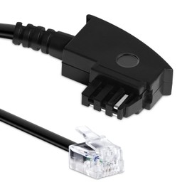 TPFNet Telephone Cable TAE-F Plug to RJ11 Plug 6P4C 4-Pin 4-Core Modular Cable Flat Cable Fax Cable for Connecting Telephone Analogue Fax Modem Router to TAE F Telephone Socket, Black