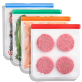 (re)zip Gallon Reusable Bags – BPA-Free, Leak-Proof, 100% Food-Safe PEVA Reusable Gallon Bags for Food Storage, Meal Prep, and Freezer Use, Holds 16 Cups / 128 Fl Oz | 4-Pack (Multi Color)