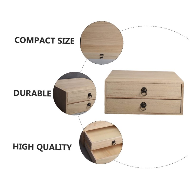 Cabilock Wooden Box Drawer Sundries Organizer Container Multipurpose Desktop Box